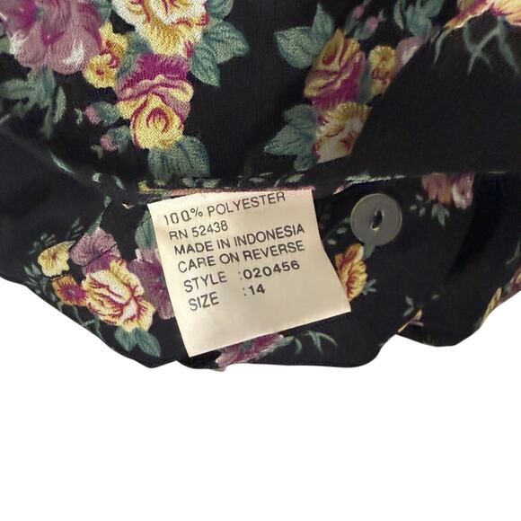 Vintage 1990s Floral Button Front Tie back Cottagecore Maxi Dress L - Picture 8 of 9